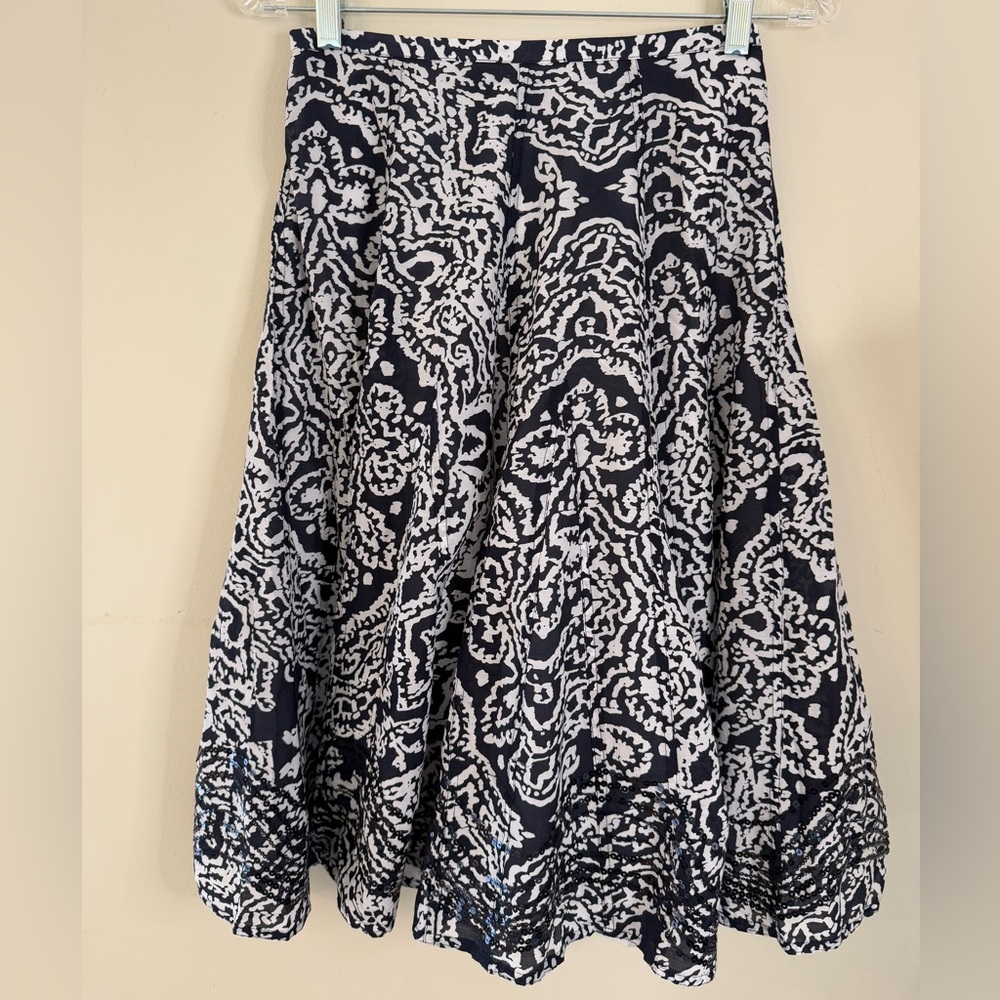 Chico’s silk blend pleated sequined A-line midi skirt Chico’s SZ 0/SZ 4